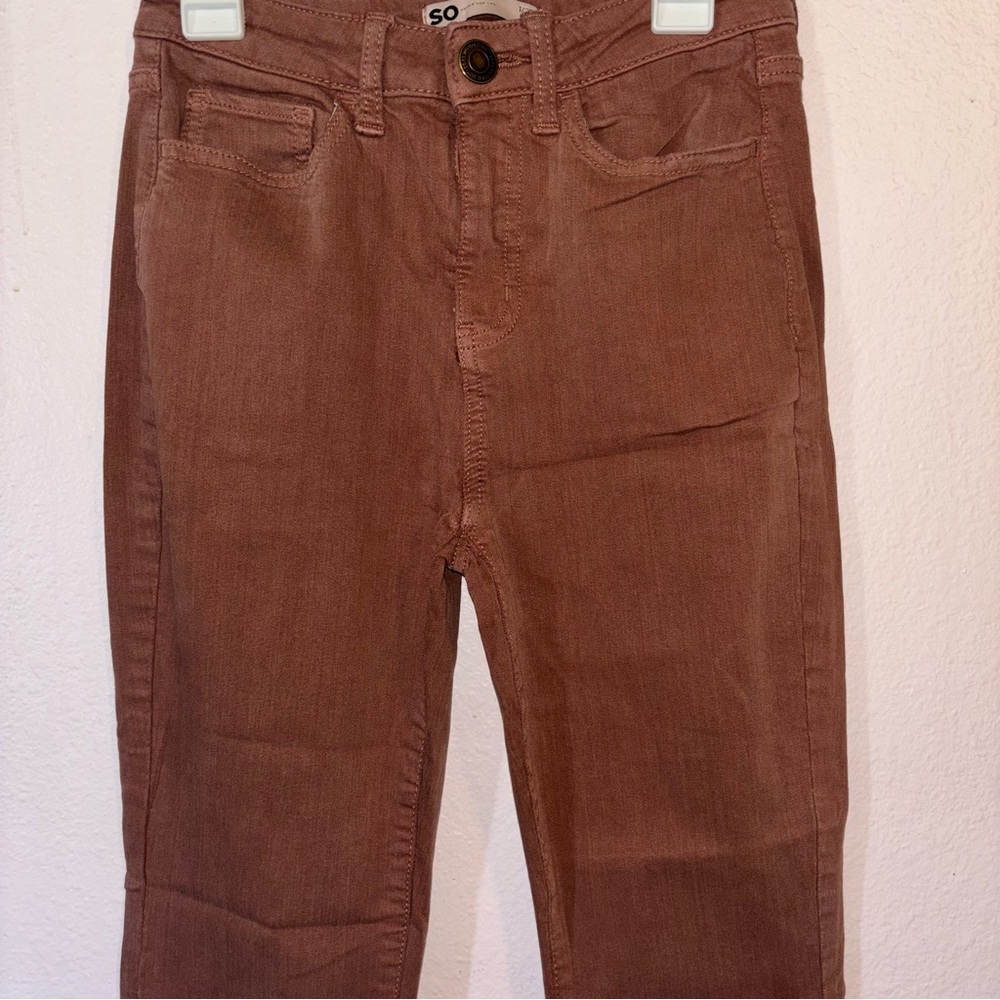 SO High Waisted Rust Colored Flared Bottom Jeans